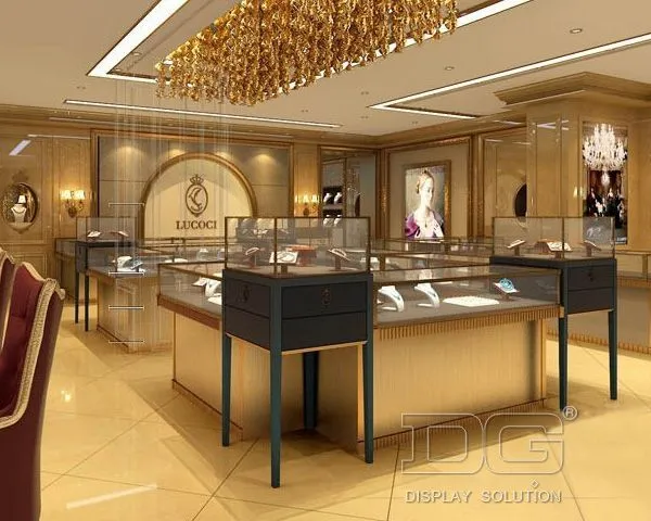 DG Showcase Luxury Necklace Golden Gloss Jewelry Mall Display Showcase 1