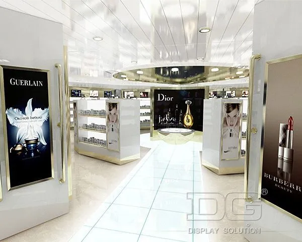 DG Showcase Fabulous White Perfume Display Cabinets Shop Decoration 1