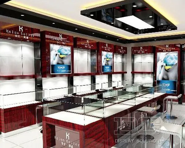 DG Showcase Keʻokeʻo lāʻau aniani makaaniani hōʻike pahu Optical Showcase Cabinets 1