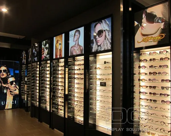 DG Showcase High End Wooden Optical Store Design Eyewear Display Showcase 1