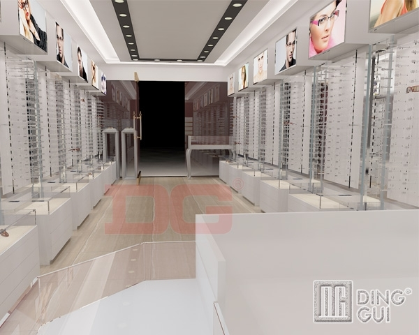 DG Showcase Exquisite retail sunglasses store glass display stand optical showcase manufacturer 1