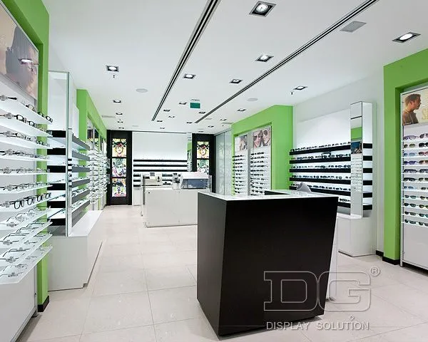 DG Showcase Κομψή Νέα Βάση Οπτικής Βιτρίνας Γυαλιών Σχεδιασμός Οπτικής Βιτρίνας 1