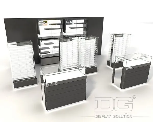 DG Showcase Wooden Simple Design Eyewear Display Stand Optical Shop Interior Design 1