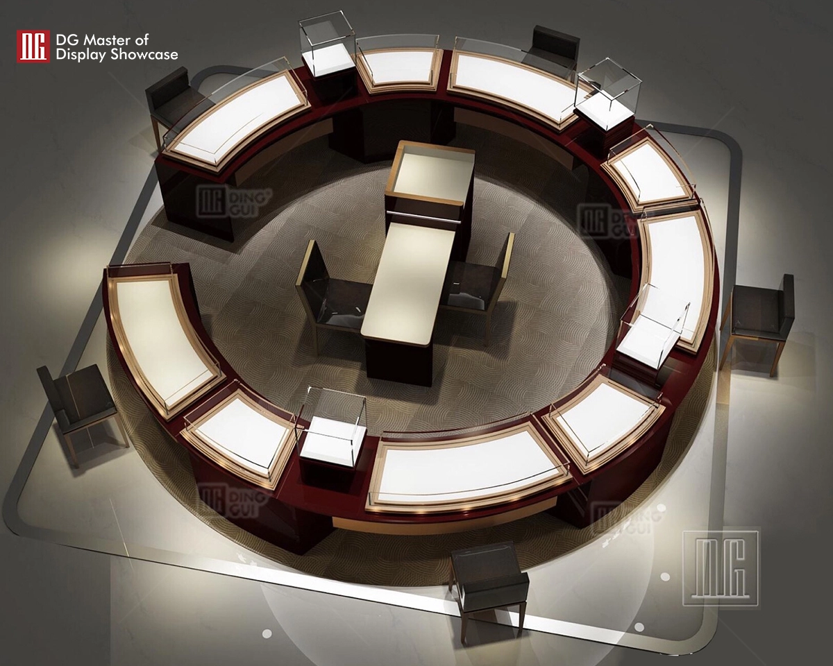 DG Showcase High End Round Island Display Showcase Countertop Decoration 1