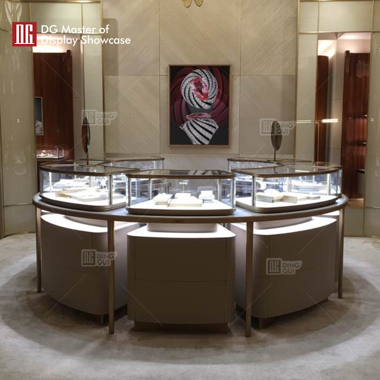 DG Showcase High End Round Island Display Showcase Countertop Decoration 8