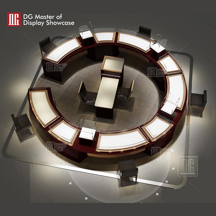 DG Showcase High End Round Island Display Showcase Countertop Decoration 7