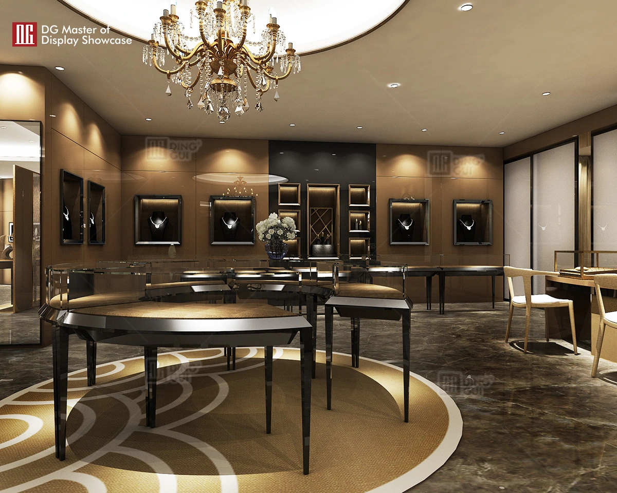 DG Showcase New Design Mini Blue Jewelry Case Luxury jewelry window display showcase 1