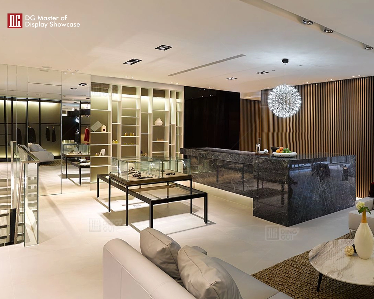 DG Showcase Σύγχρονη μοντέρνα βιτρίνα κοσμημάτων με LED 1