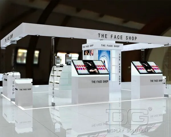 CM48 Lighted White Wood Cosmetic Counter With Logo 1