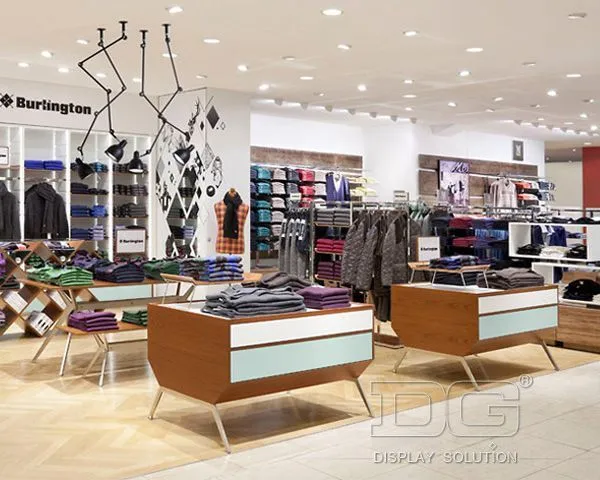 GR26 Clothing Display Tables With Wall Mount Display Cabinet 1