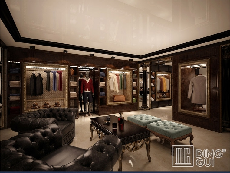 GR171 Gorgeous luxury style shopping mall wooden garment display rack 1