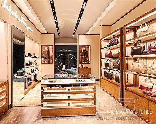 HB10 Wood Glass Leather Handbag Display Cabinet 1