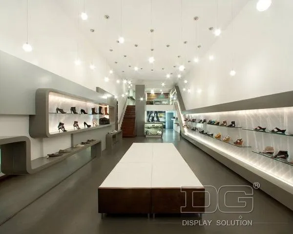 FT04 Κατάστημα Λευκό Ξύλινο Ψηλό Ράφι για Παπούτσια 1