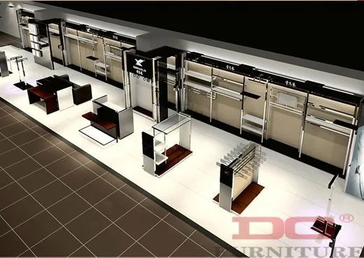 GR113 Custom Wooden Clothes Shop Shelves 1