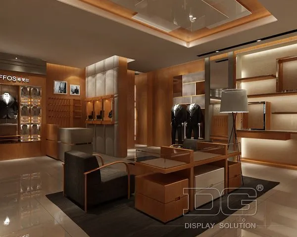 GR27 Luxury Lighted Wooden Glass Clothing Display Case 1