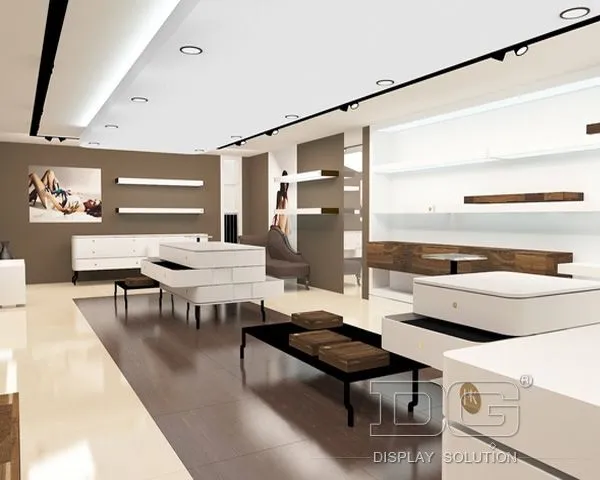 FT27 Ξύλινη επίδειξη παπουτσιών τοίχου μπουτίκ μόδας 1