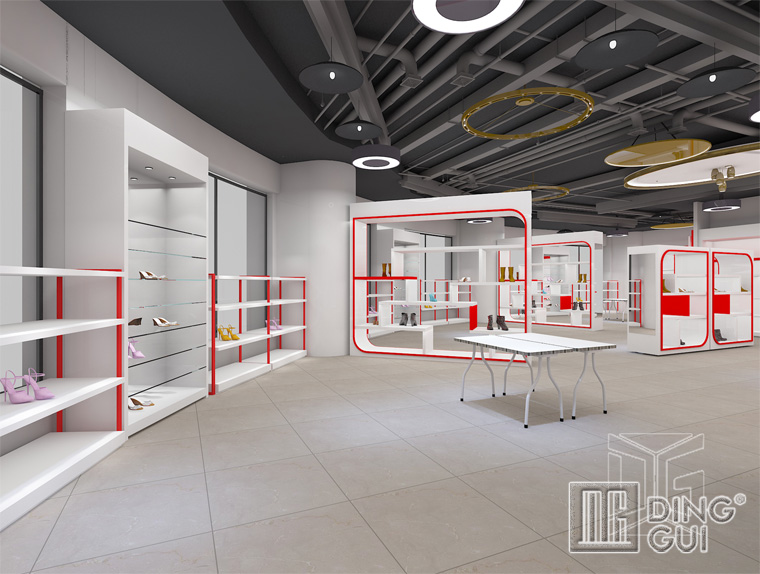 FT71 Customized classic wall wood shoes store showcase 5