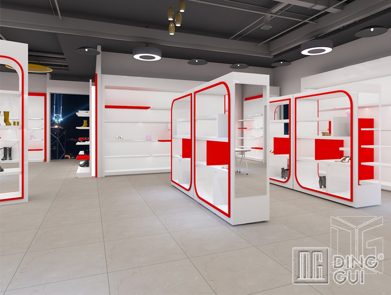 FT71 Customized classic wall wood shoes store showcase 6