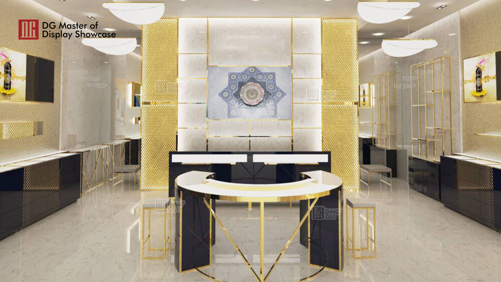 Projet fir e Luxus-Parfum-Vitrine op Franséisch 1