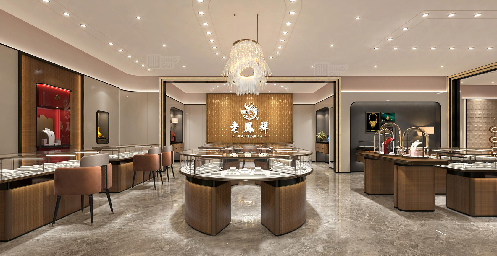 Laofengxiang Luxury Jewelry Store Showcase Project 1