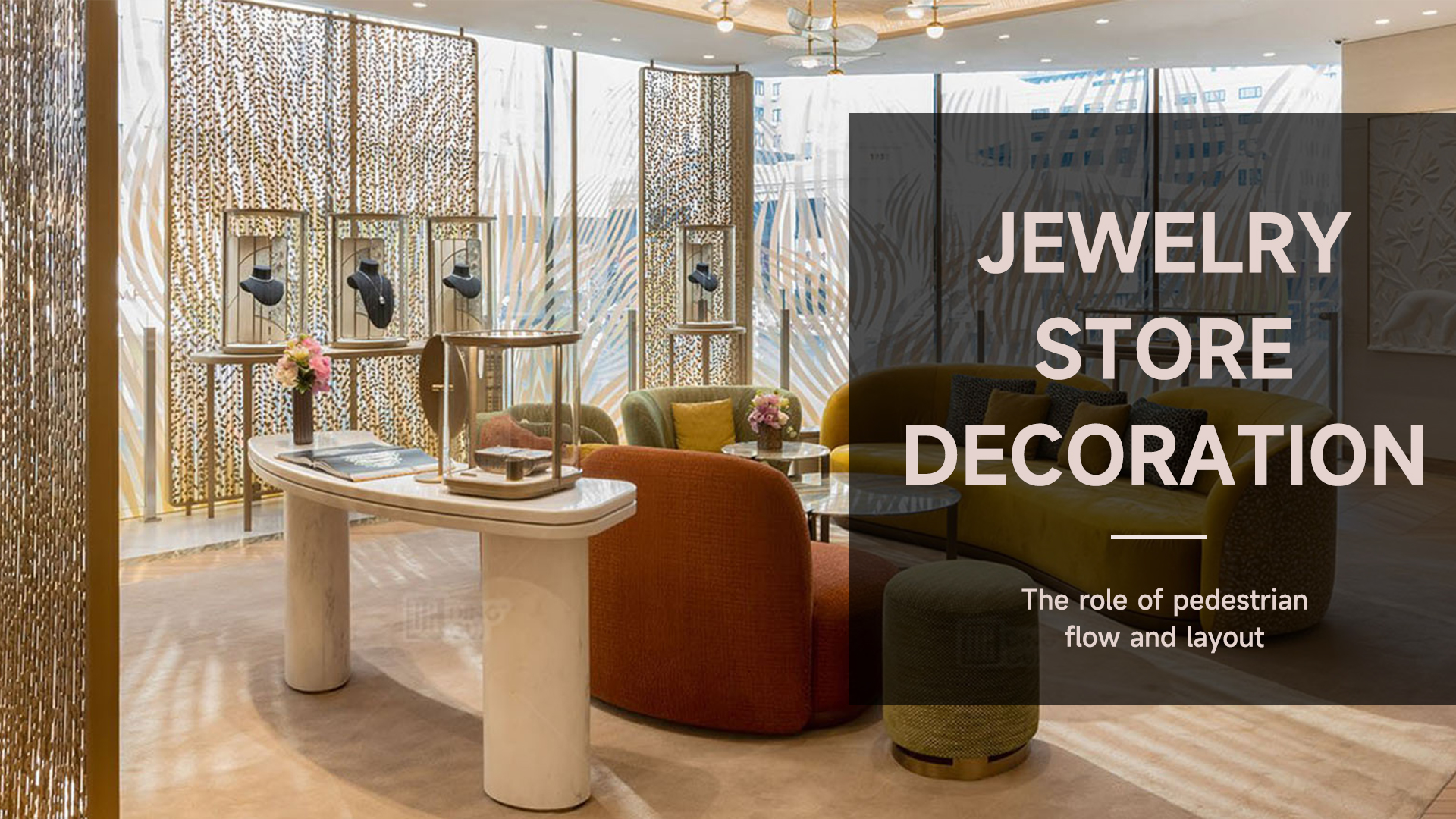 Linie toku lidí a rozvržení v celé roli dekorace klenotnictví 1