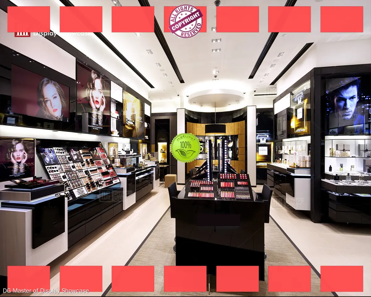 Custom perfume wall shelf display design solution Manufacturer | DG Display Showcase 1