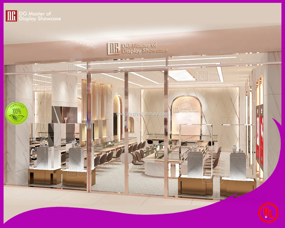 Custom Luxury Jewelry Store Wall Cabinet design solution Manufacturer | DG Display Showcase 1