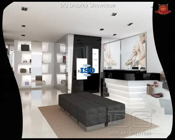 Custom glass showcase for shoes for shoe store Manufacturer | DG Display Showcase 1