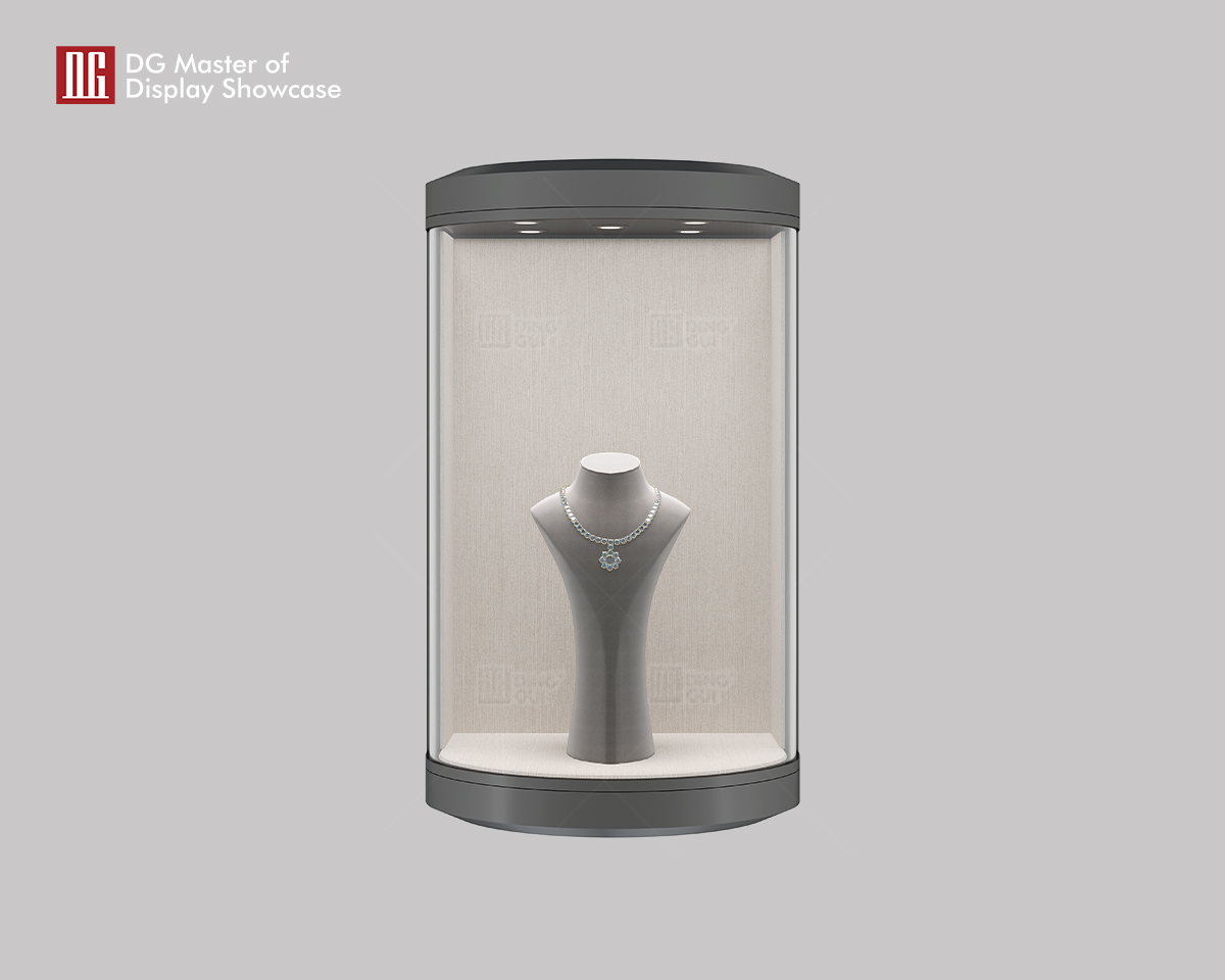 Βιτρίνα DG Υψηλής ποιότητας χρυσό βουρτσισμένο ημικύκλιο κοσμημάτων ρολογιών κρεμαστό ντουλάπι τοίχου 6