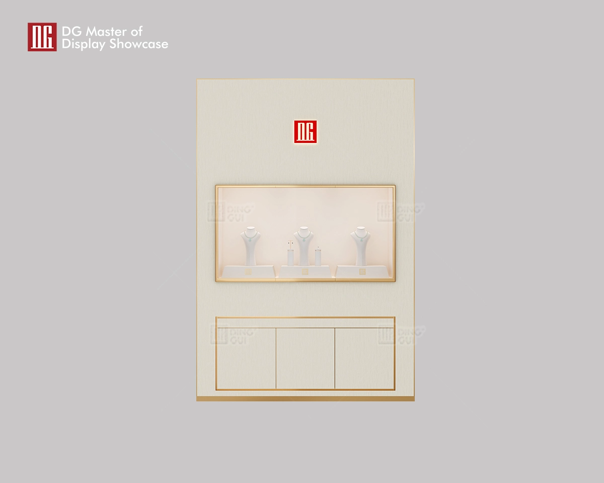 DG Display Showcase သည် High-End Leather လက်ဝတ်ရတနာများနှင့် နာရီ နံရံရှိ Display Cabinet 1