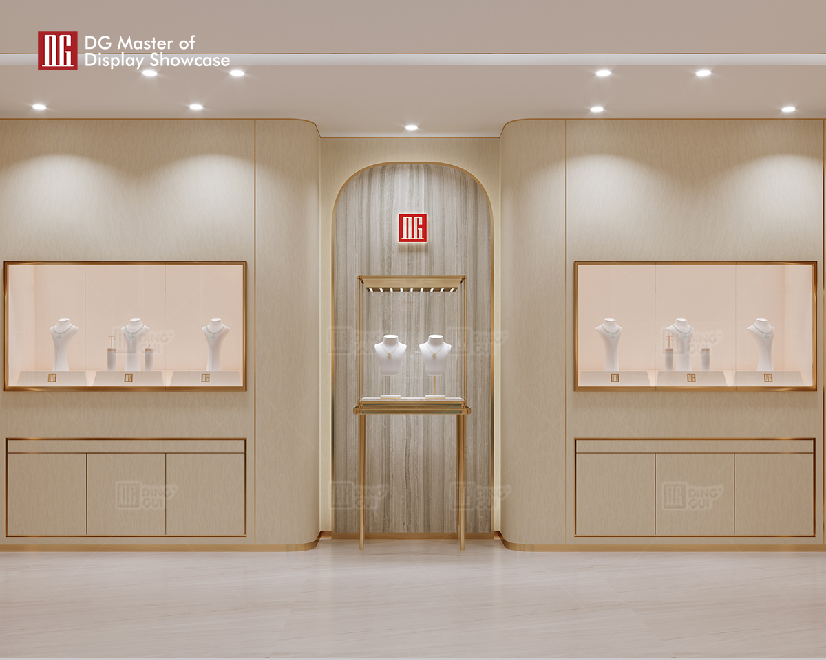 DG Display Showcase သည် High-End Leather လက်ဝတ်ရတနာများနှင့် နာရီ နံရံရှိ Display Cabinet 10