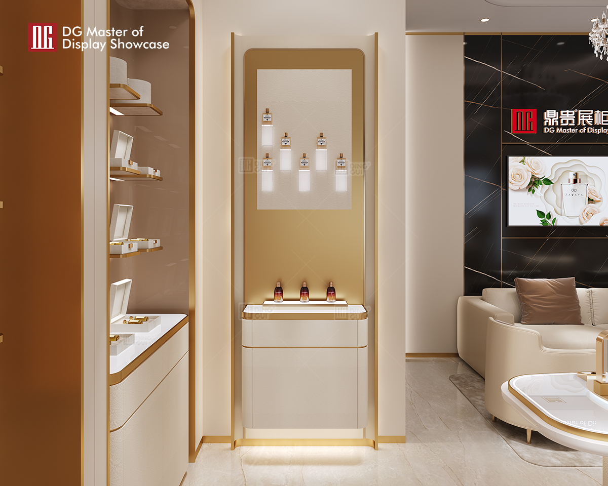 Luxury Perfume Wall Display: High-End Showcase with LED Lighting 10