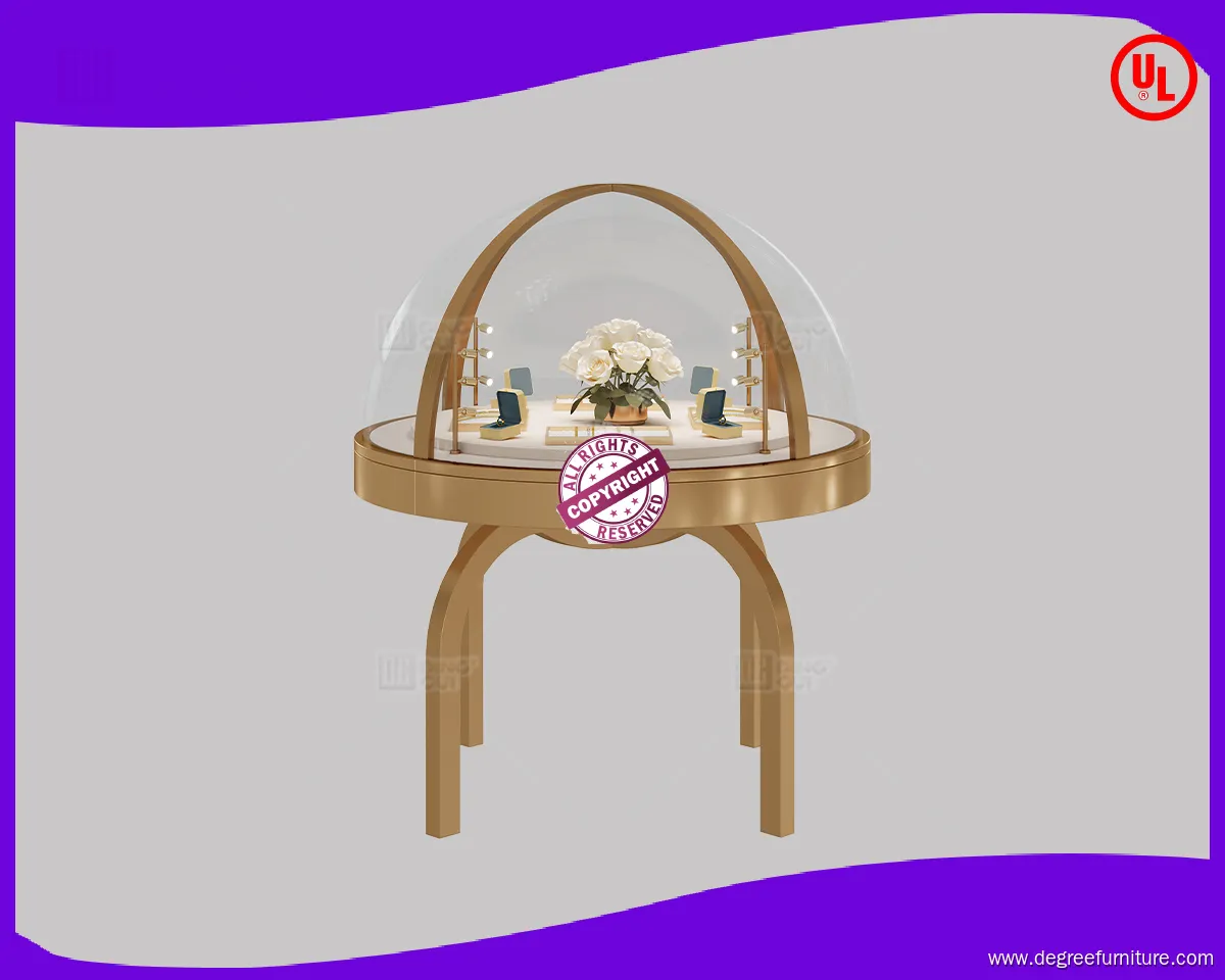 Luxury Jewelry Showcase with 360-Degree Visibility and LED Lighting 1