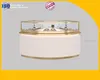 Curved Jewelry Display Showcase: Elegant White & Gold 1
