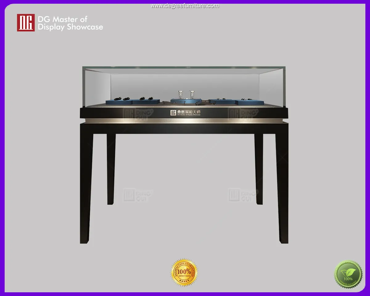 High-End Jewelry Watch Showcase with Black Design and Adjustable Lighting 1