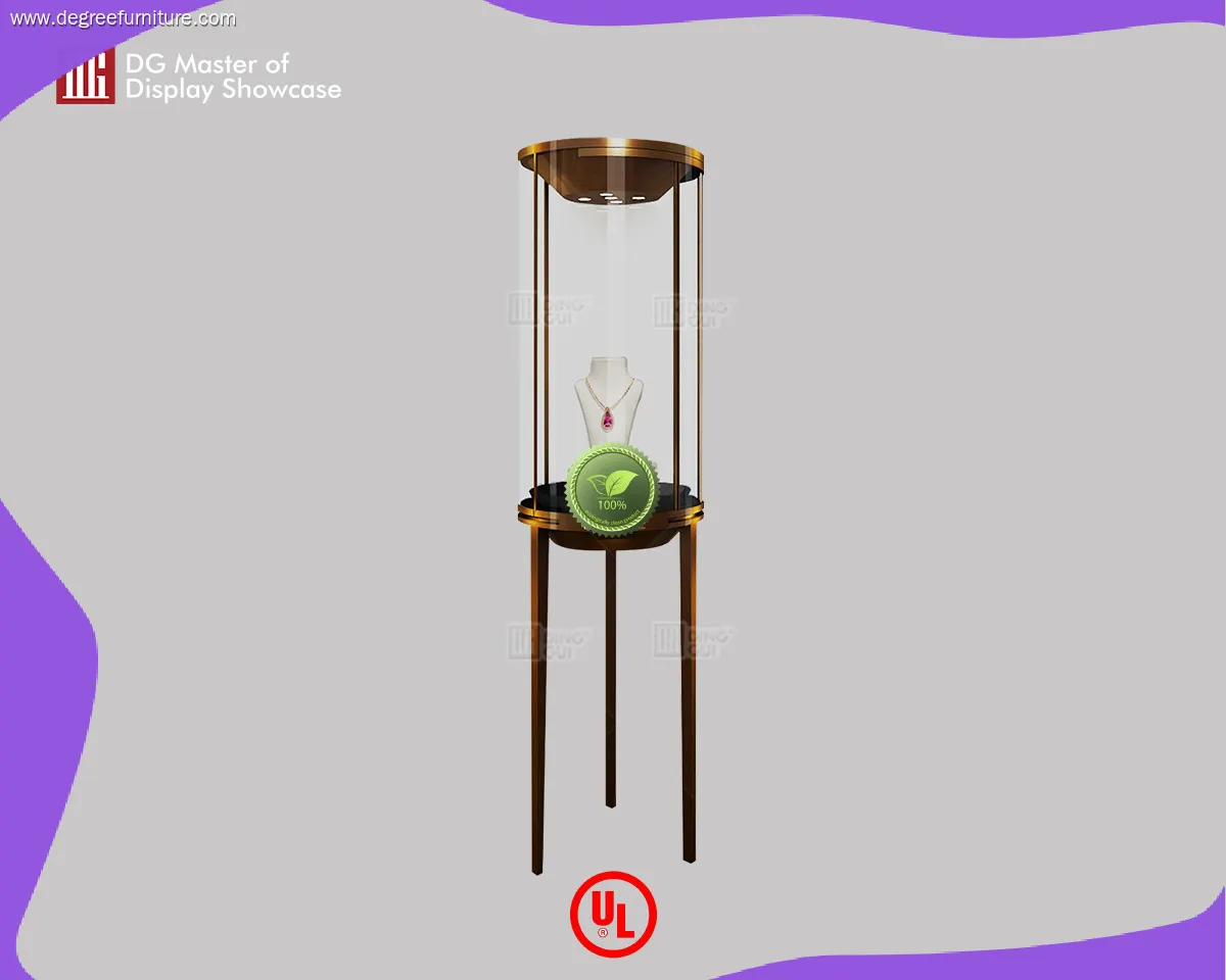 High-End Custom Jewelry Cabinet: Circular Glass Display Stand 1