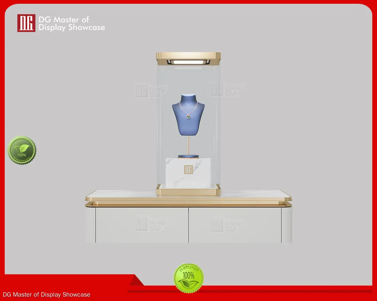 Luxurious Jewelry Hanging Showcase: Secure, Adjustable Lighting & Marble Accents 1