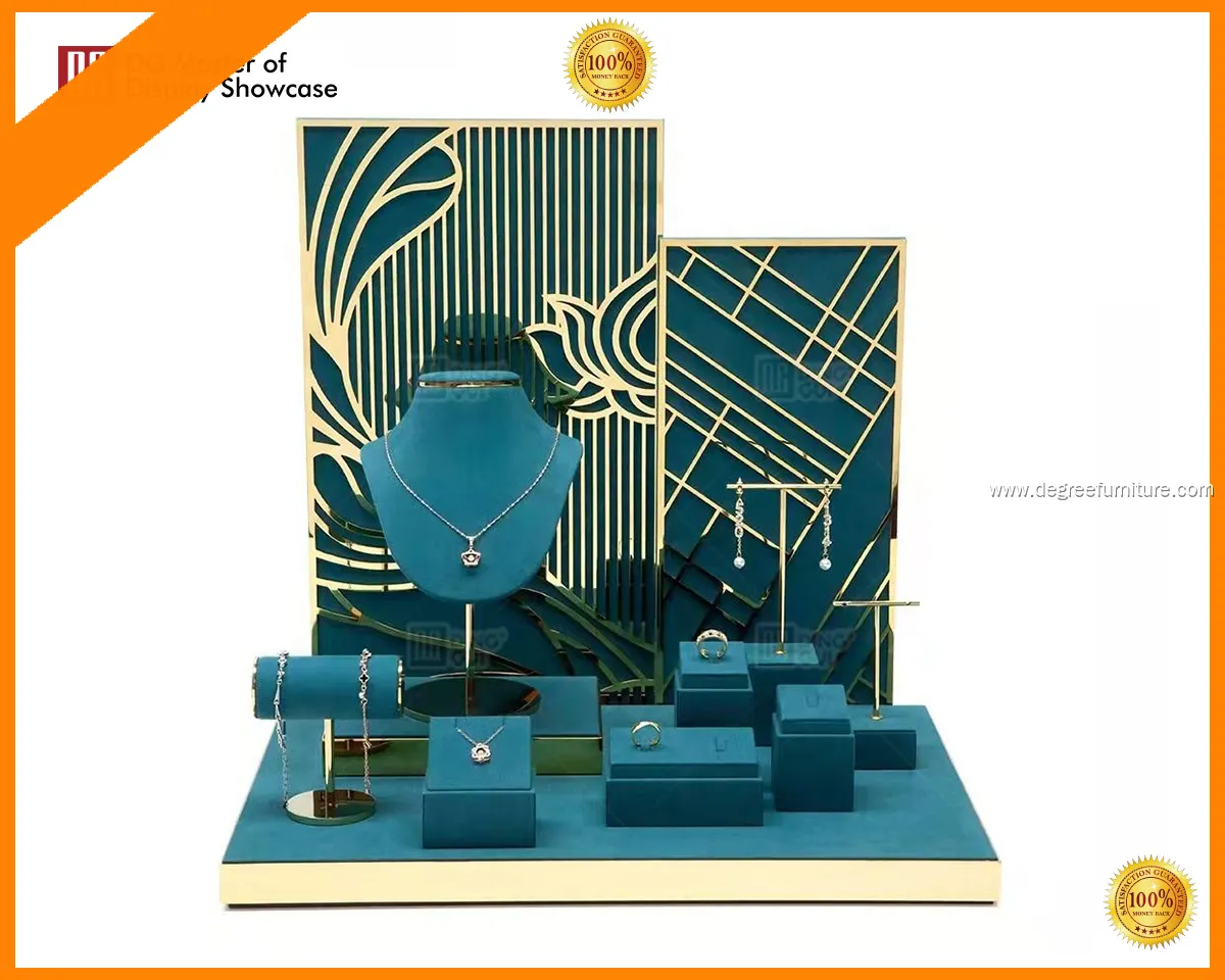 Stainless Steel Velvet-Lined Jewelry Display Rack 1