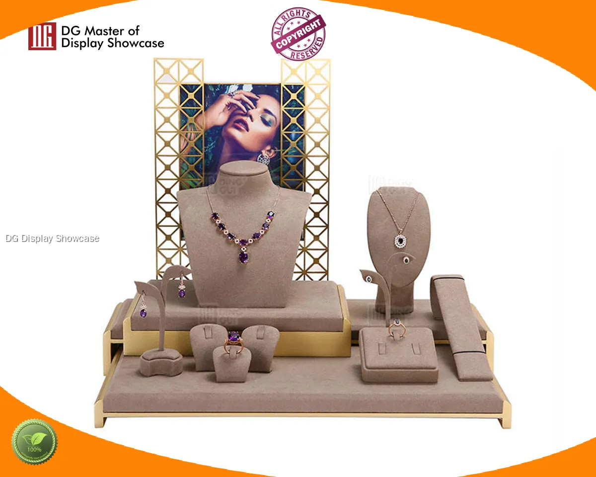 Velvet & Stainless Steel Jewelry Display Set - High-Quality Showcase  1