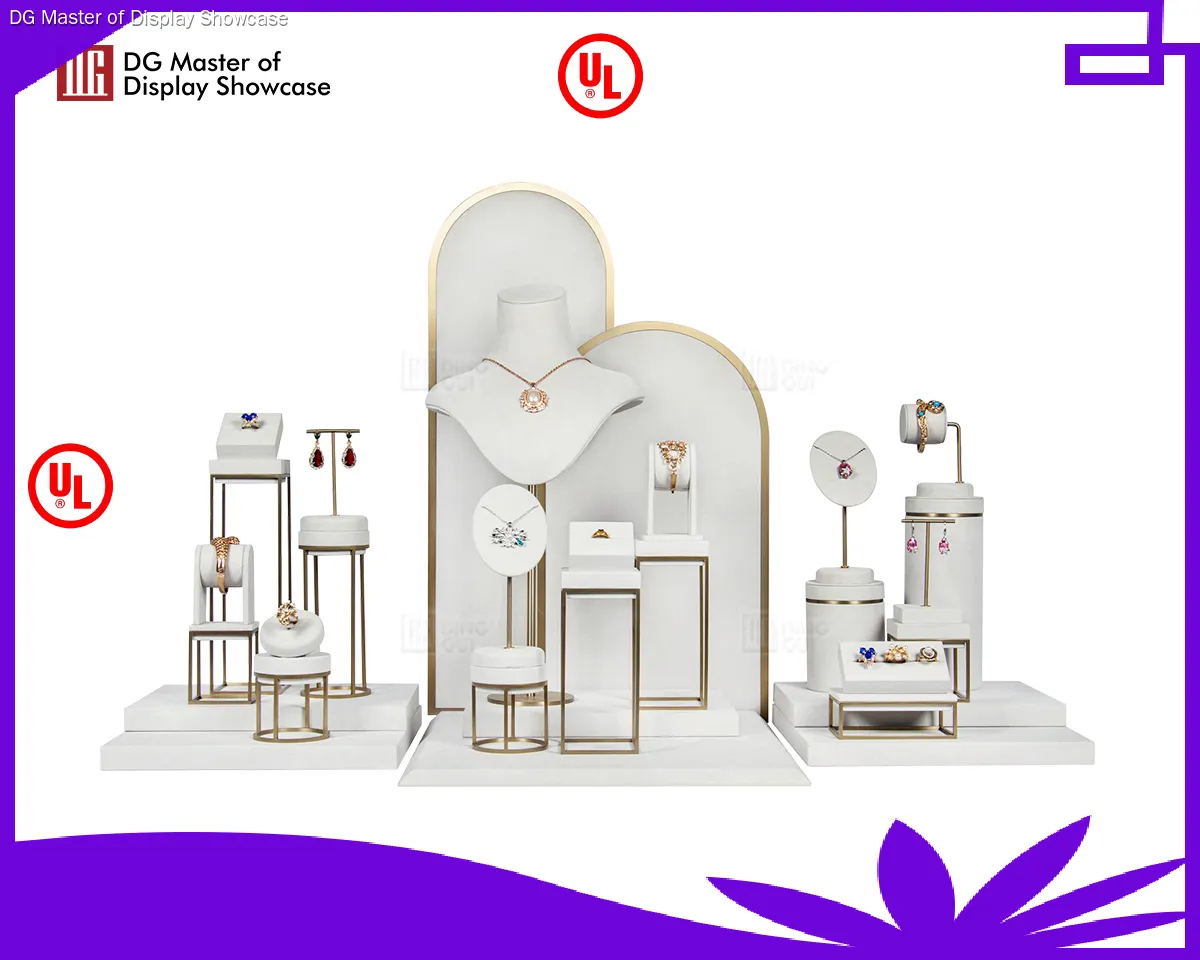 Luxurious Stainless Steel Velvet Jewelry Display Set 1