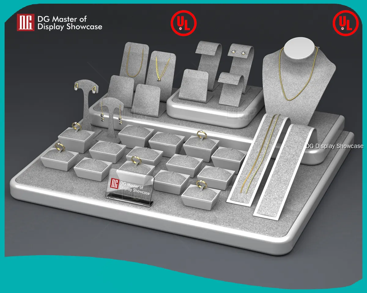 Stainless Steel Velvet Jewelry Display Stand - Rotating Jewelry Display 1