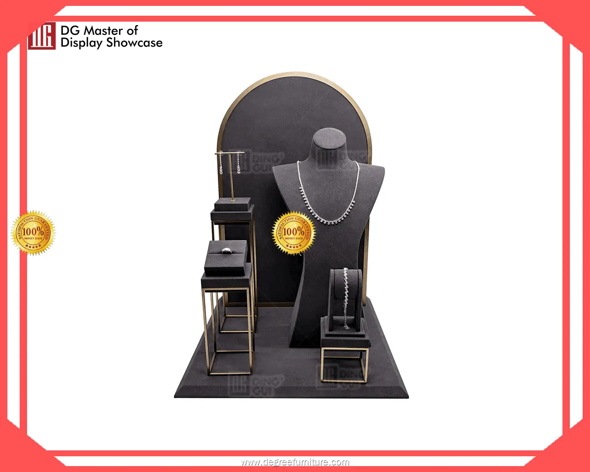 Luxurious Jewelry Display Stand: Premium Steel & Flannelette 1