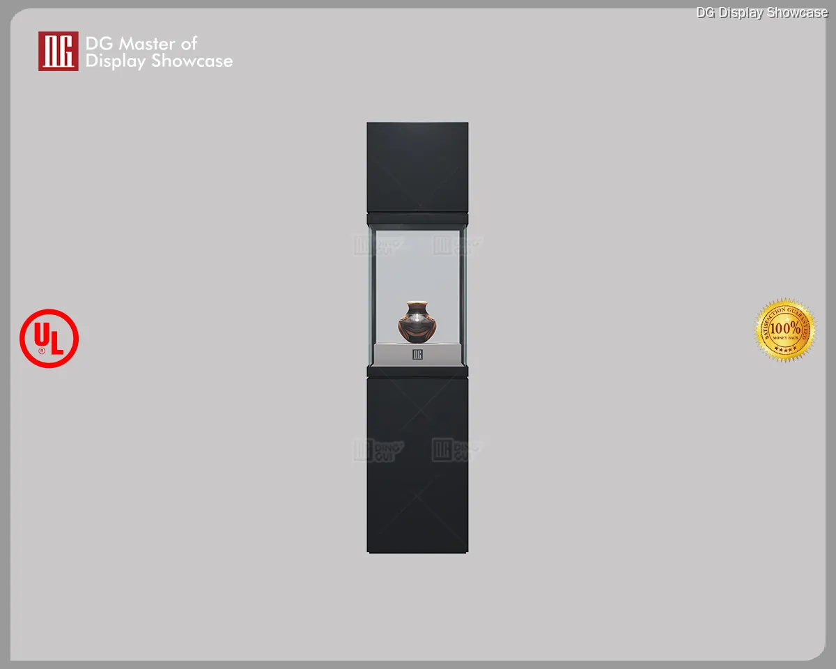 DG Museum Display Showcase: High-quality Black Steel and Ultra-White Glass, Optional Temp & Humidity Control 1