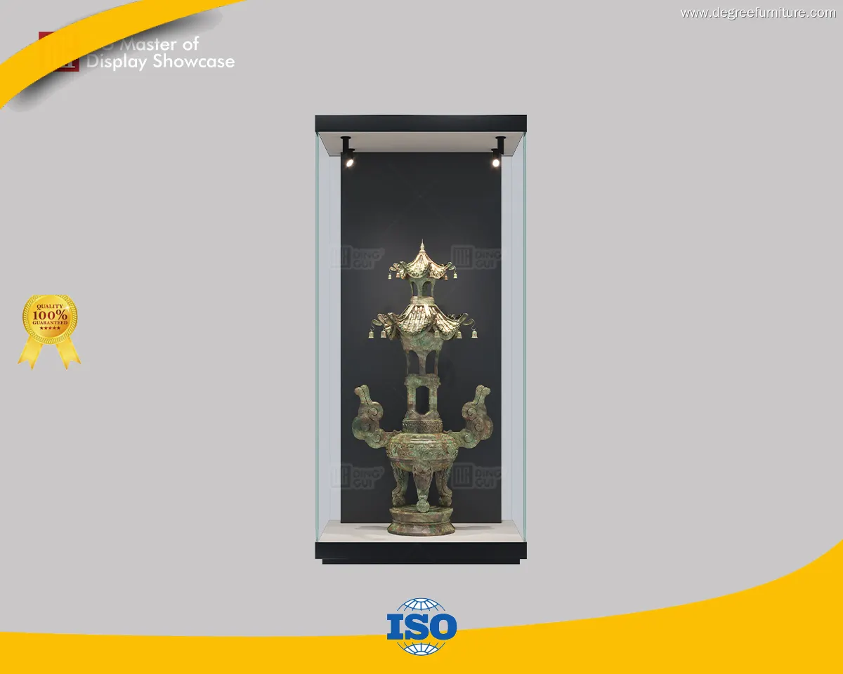 one stop solution transparent glass museum showcase podium design solution | DG Display Showcase 1