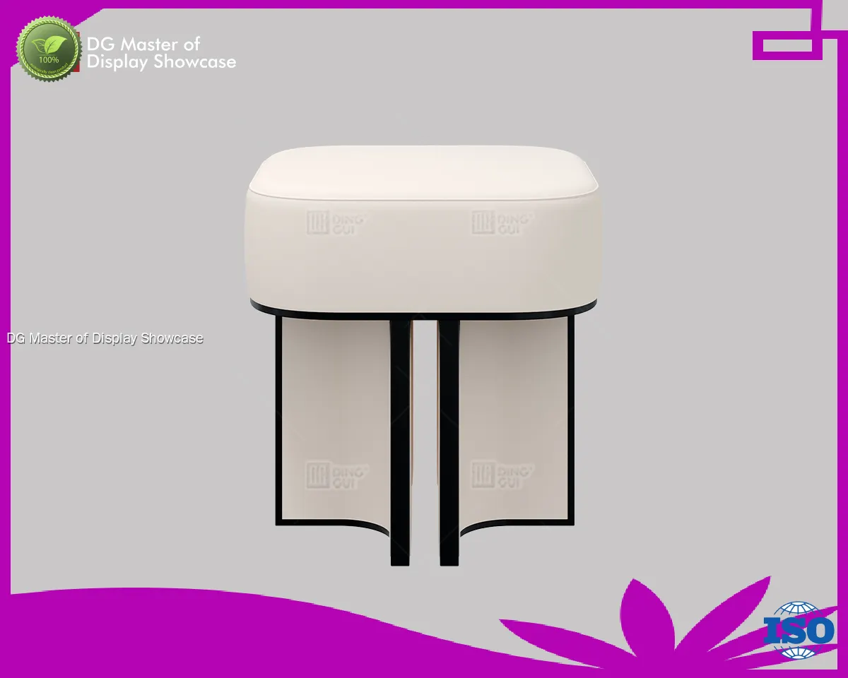 Luxury Jewelry Experience Stool: Beige Leather & Black Steel 1