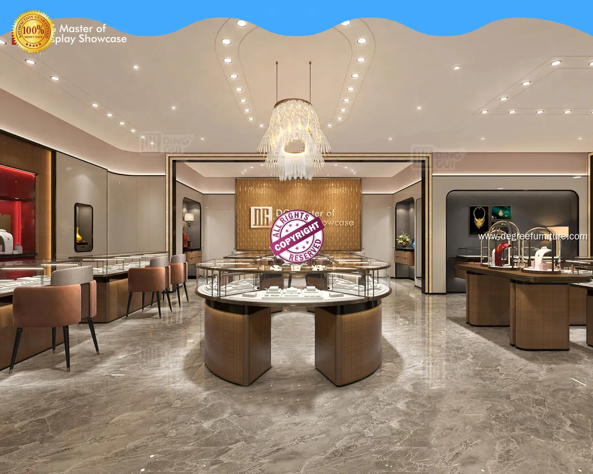 Luxury Jewelry Display Showcase with Wall Panel 1