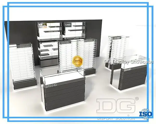 Premium Black Glass Optical Showcase - Wholesale Solution 1