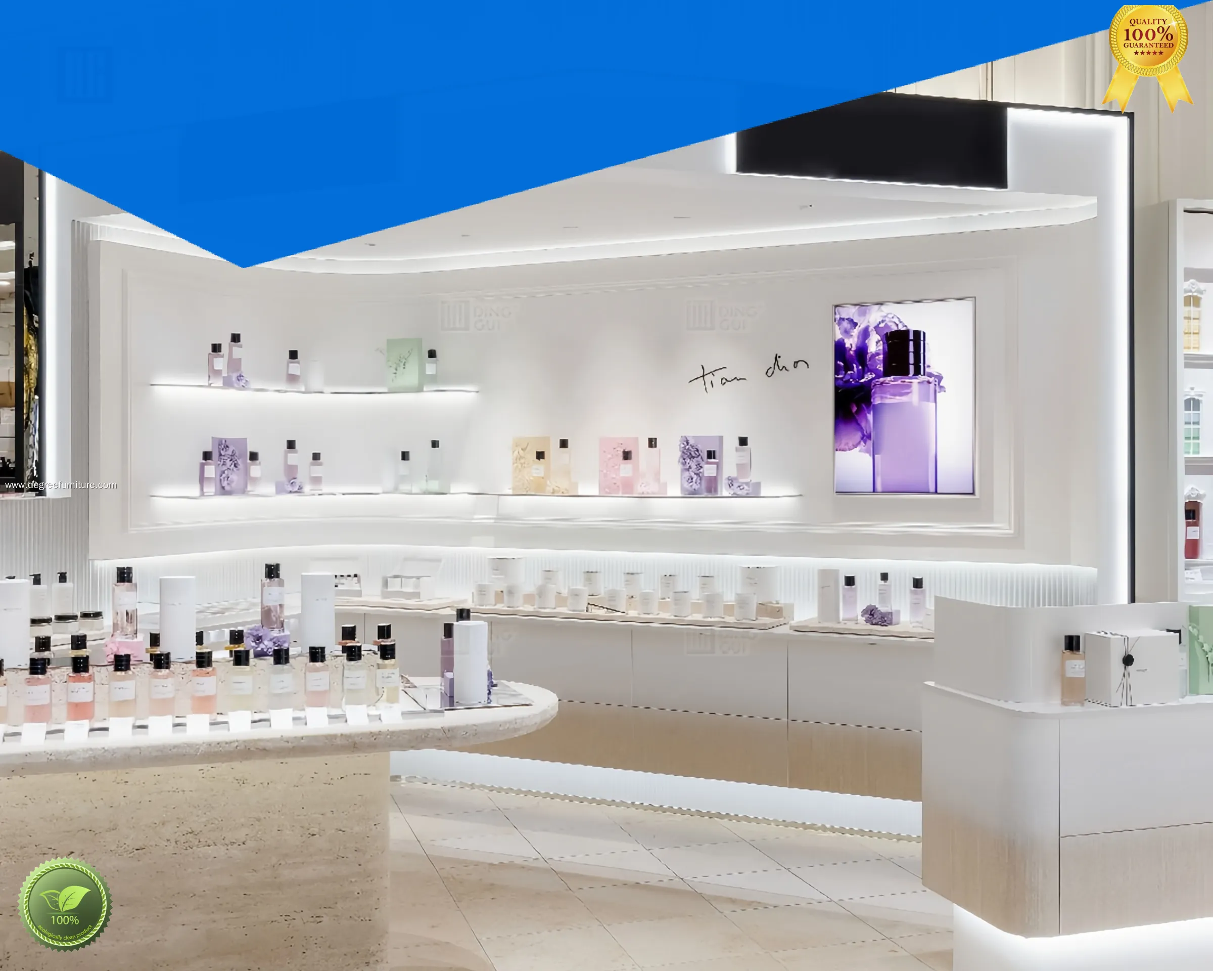 Modern Adjustable Marble and Metal Perfume Display Cabinet 1