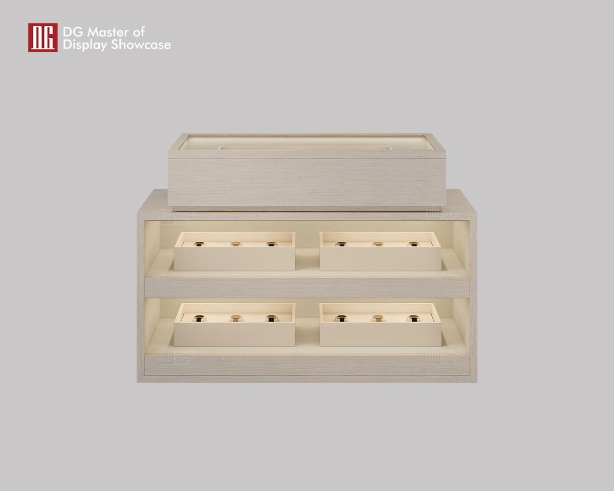 Kabinet Gantung Jam Tangan Kayu Mewah Tersuai Pameran Paparan DG 1