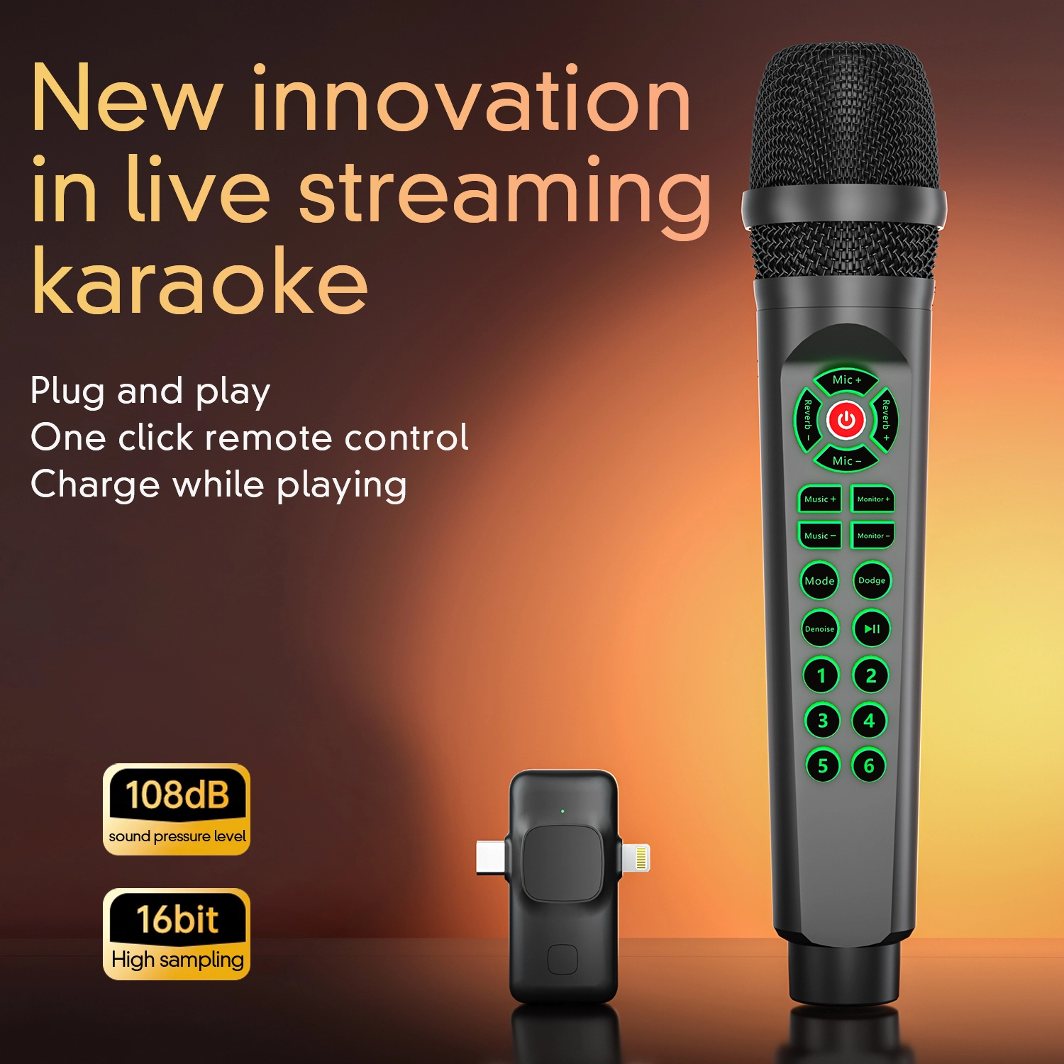 Wireless Live Streaming Karaoke Microphone with Sound Card 1